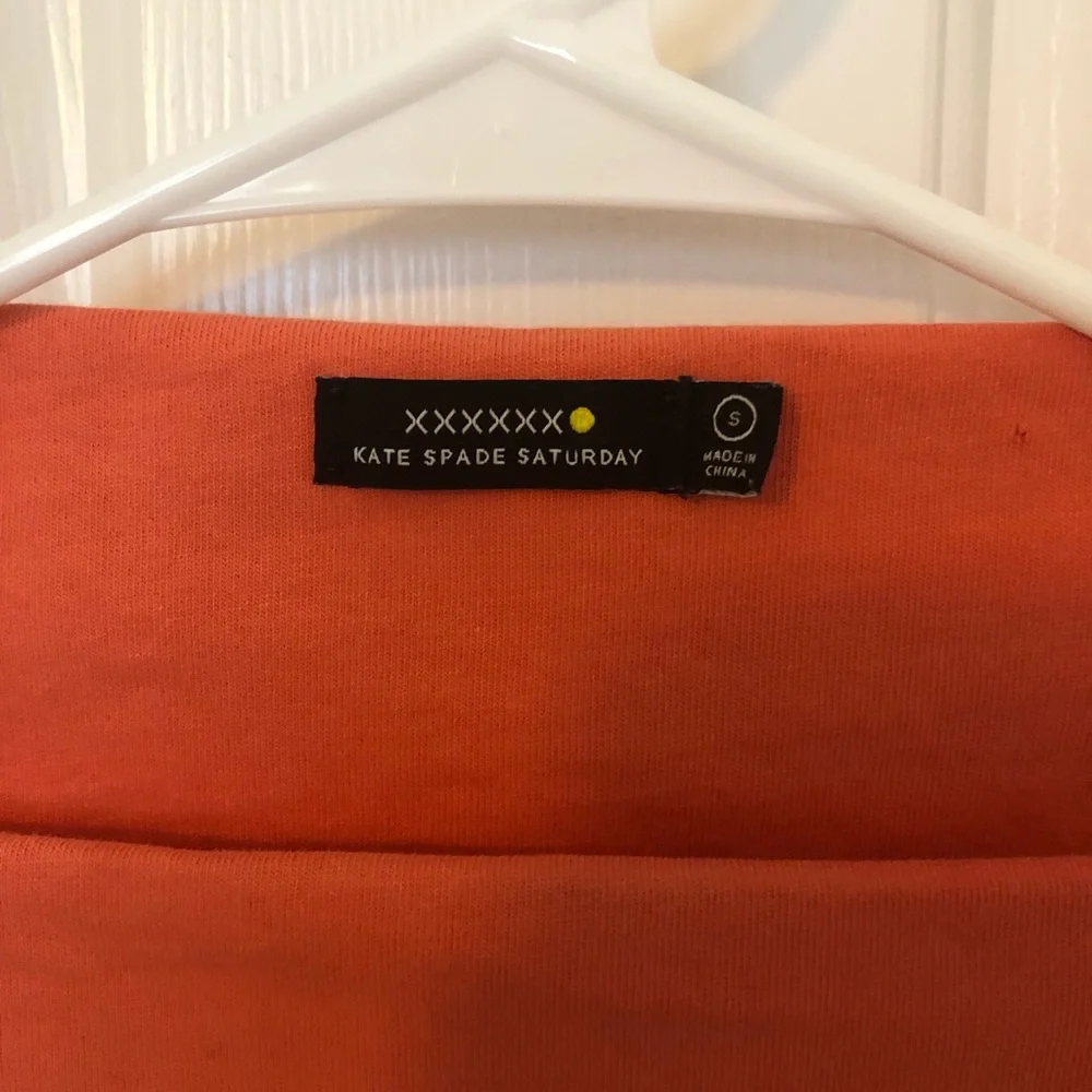 kate spade Orange Short Sleeve Square Neck Top